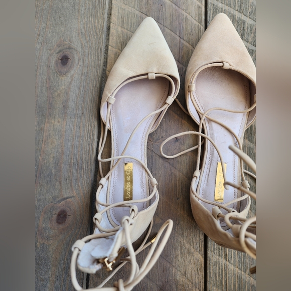 Louise Et Cie Elegant Beige Cream Lace-Up Women's Ballet Falts Shoes Sz 9 - Picture 6 of 11